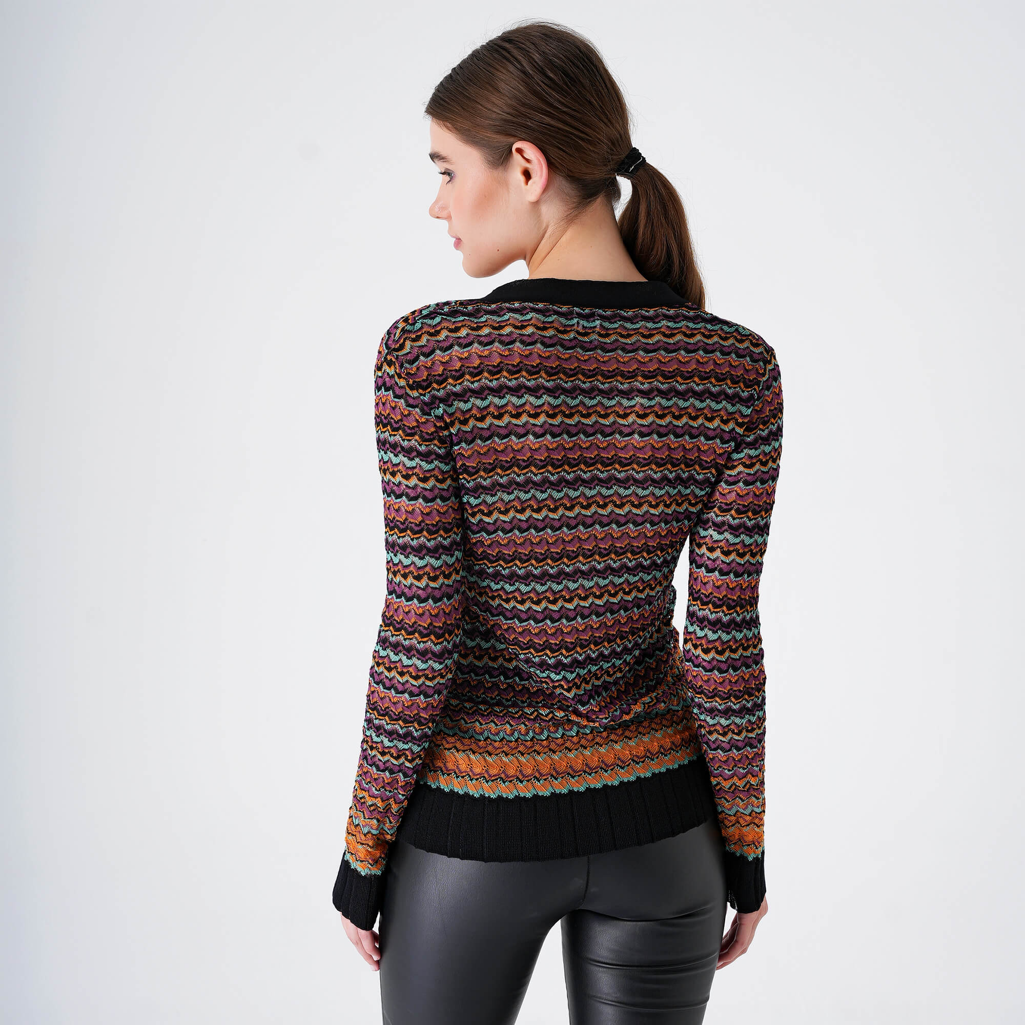 Missoni Mare - Black&Multicolor Zigzag Knitted Cardigan 